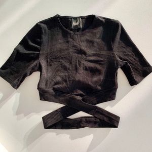 Reformation black crop top with cut out